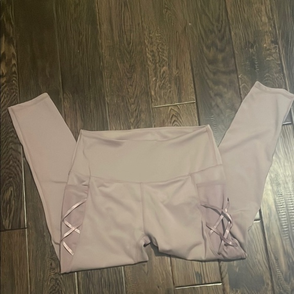 Purple Leggings with Criss-Cross Lattice Detail